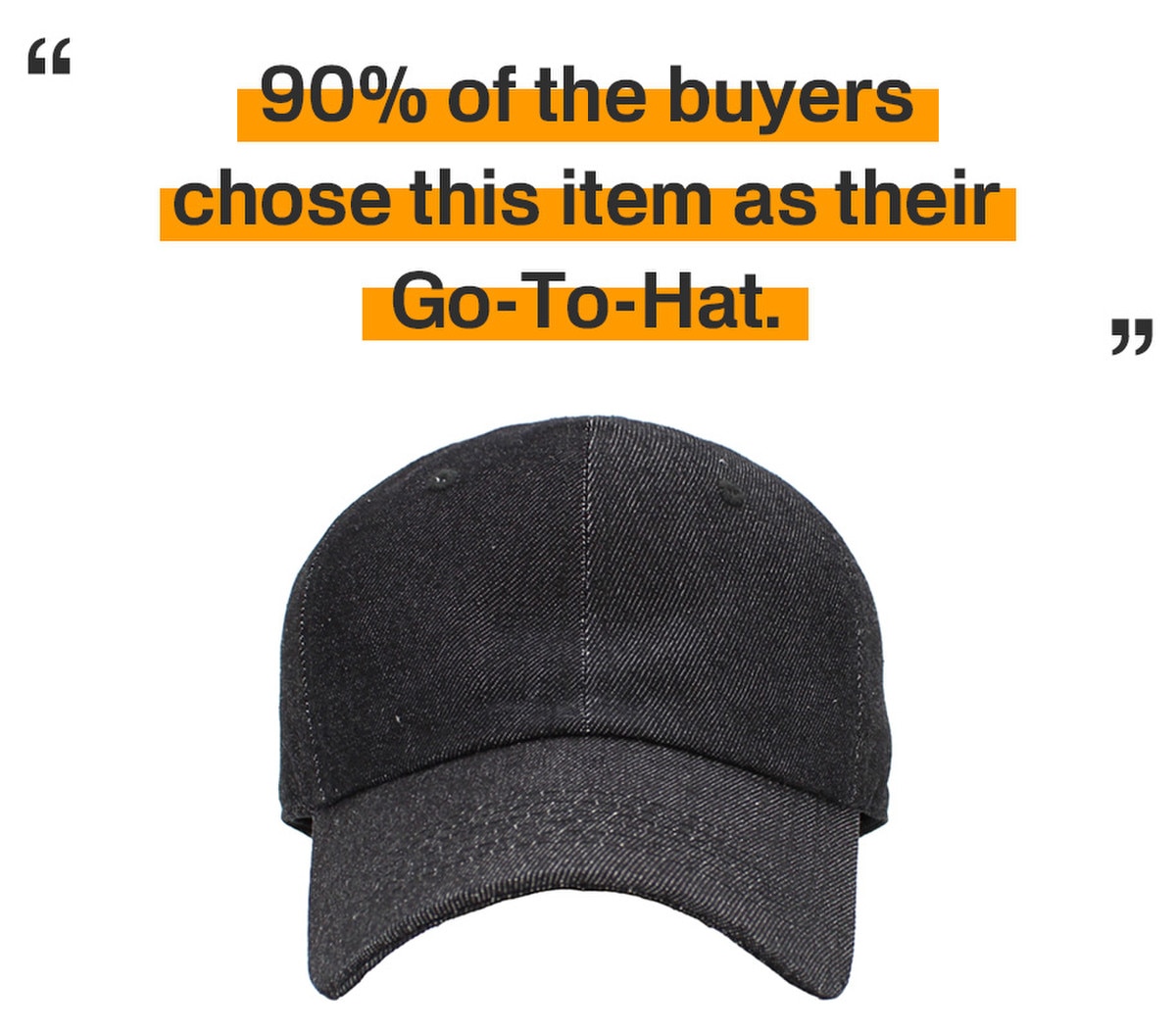 Black Denim Low Profile Baseball Caps Front View